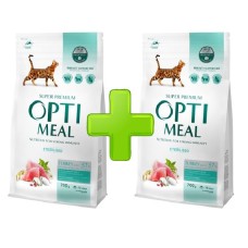 Акція Optimeal Cat Sterilised Turkey 700г+700г сухий корм для стерилізованих кішок з індичкою