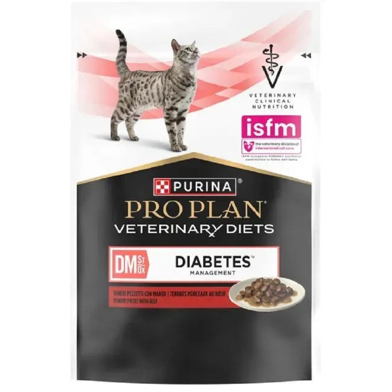 Purina Pro Plan Veterinary Diets DM St/Ox Diabetes Managment 10х80 г вологий корм для котів при діабеті в соусі з яловичиною