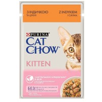 Влажный корм для котят Cat Chow Kitten 26х85 г нежные кусочки в желе с индейкой и цуккини