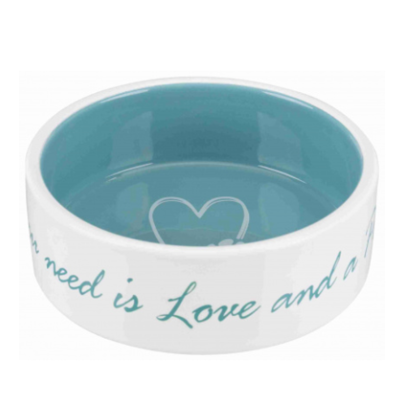 Керамічна миска Pet's Home 0.8 л/16 см кремова/блакитна (25051)