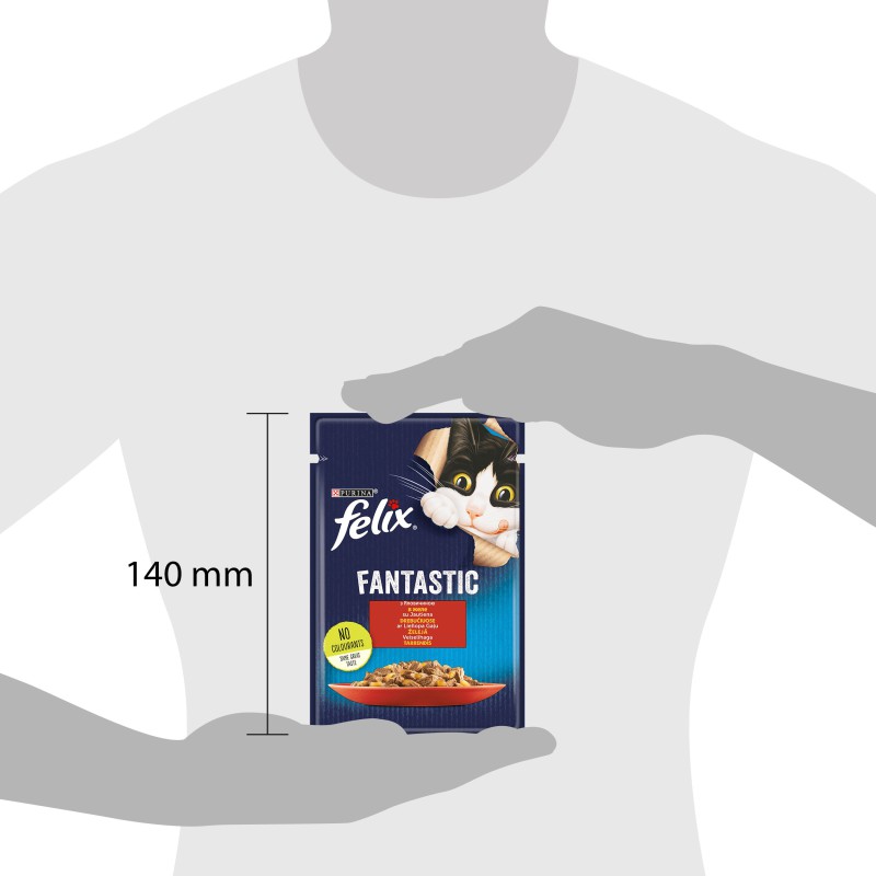 Вологий корм для кішок Felix Fantastic, з яловичиною, 26*85 г