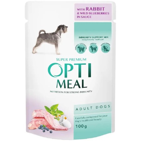 Optimeal Adult Dogs Rabbit & Wild Blueberries 100 г sauce вологий корм для собак з кроликом
