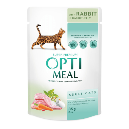 Optimeal Cat Rabbit in Carrot Jelly 85 г вологий корм з кроликом у морквяному желі для котів