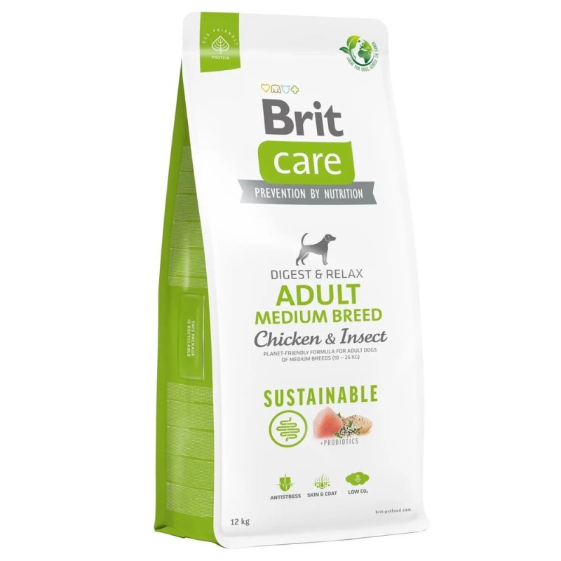 Brit Care Dog Sustainable Adult Medium Breed Chicken 12 кг сухий корм з куркою та комахами