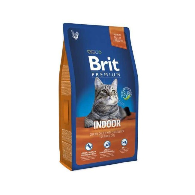 Brit Premium Indoor Chicken 300 г сухой корм для кошек живущих в помещении с курицей
