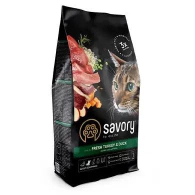 Savory Adult Cat Gourmand Fresh Turkey and Duck 8 кг сухий корм для котів з індичкою та качкою