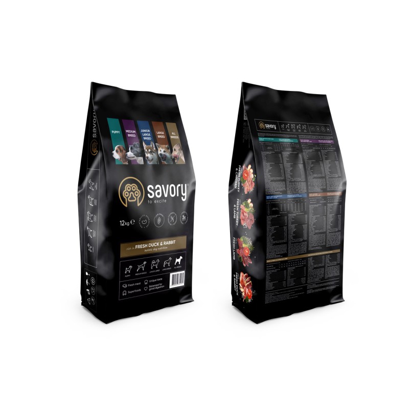 Savory All Breeds Duck Rabbit 3 кг сухий корм для собак усіх порід з качкою та кроликом