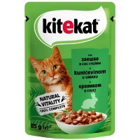 Вологий корм Kitekat для кішок із кроликом у соусі 28*85 г