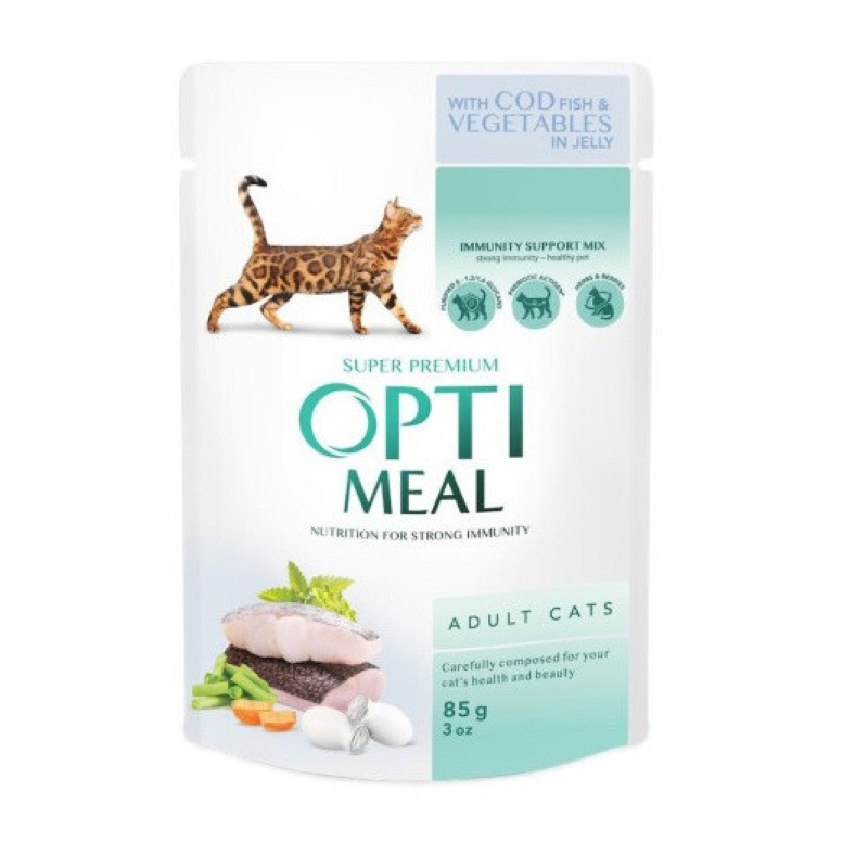 Optimeal Cod Fish Vegetable з тріскою в желе для котів 12х85 г