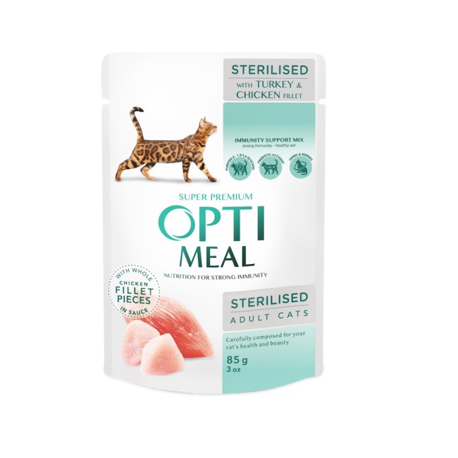 Optimeal Sterilised Turkey з індичкою для стерилізованих кішок 12х85 г