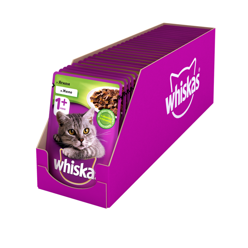 Whiskas пауч для кішок з ягням в желе 28*85 г