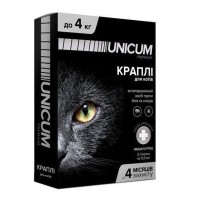 Краплі Unicum Premium від бліх та кліщів для котів до 4 кг (1піп)