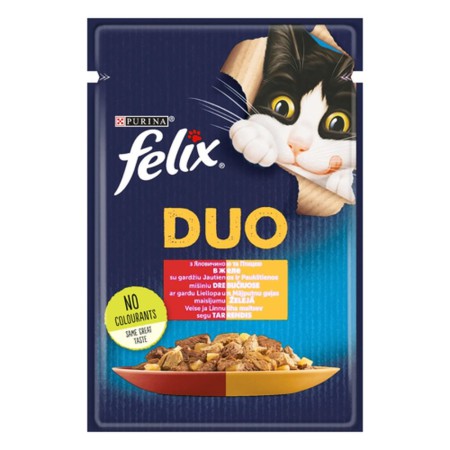 Вологий корм для кішок Felix Sensations Sauces, з яловичиною та птицею, 26*85 г