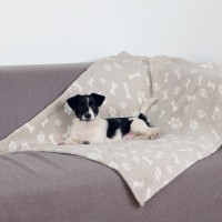 Килимок Trixie Kenny Blanket плюшевий, бежевий з принтом, 100х150 см (37167)
