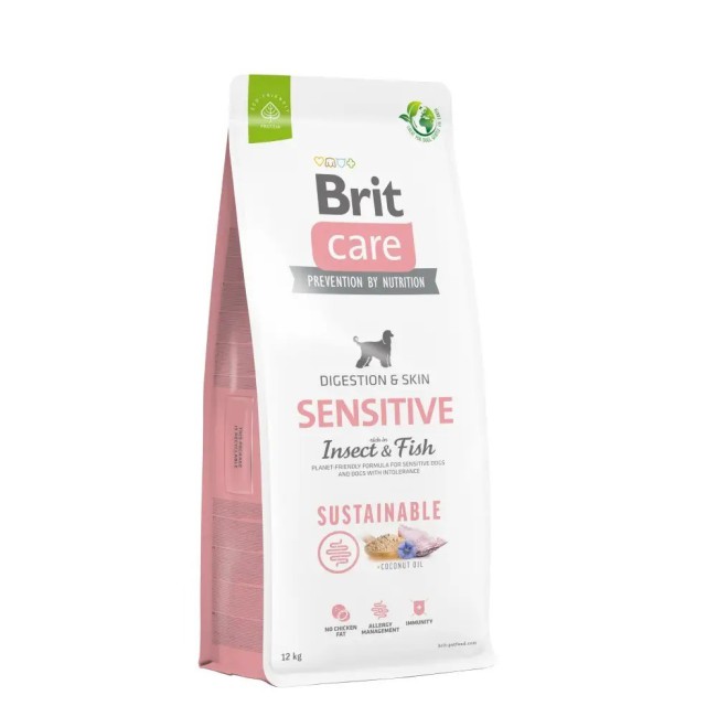 Brit Care Dog Sustainable Sensitive Fish 12 кг сухой корм для собак с чувствительным пищеварением, рыба и насекомые