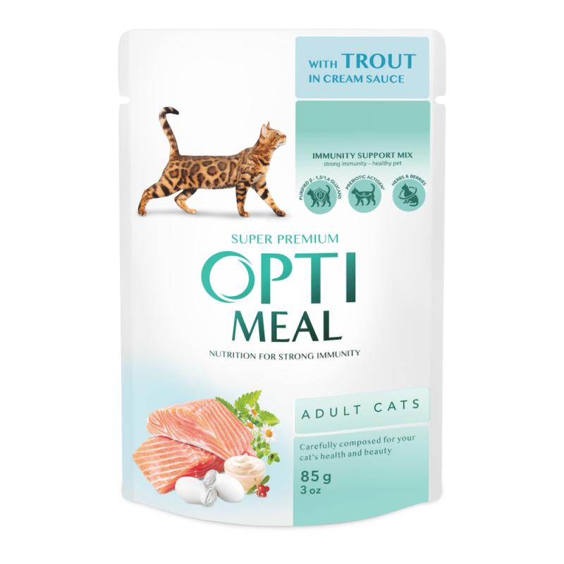 Optimeal Cat Trout Cream Sauce 85г вологий корм з фореллю в кремовому соусі для котів