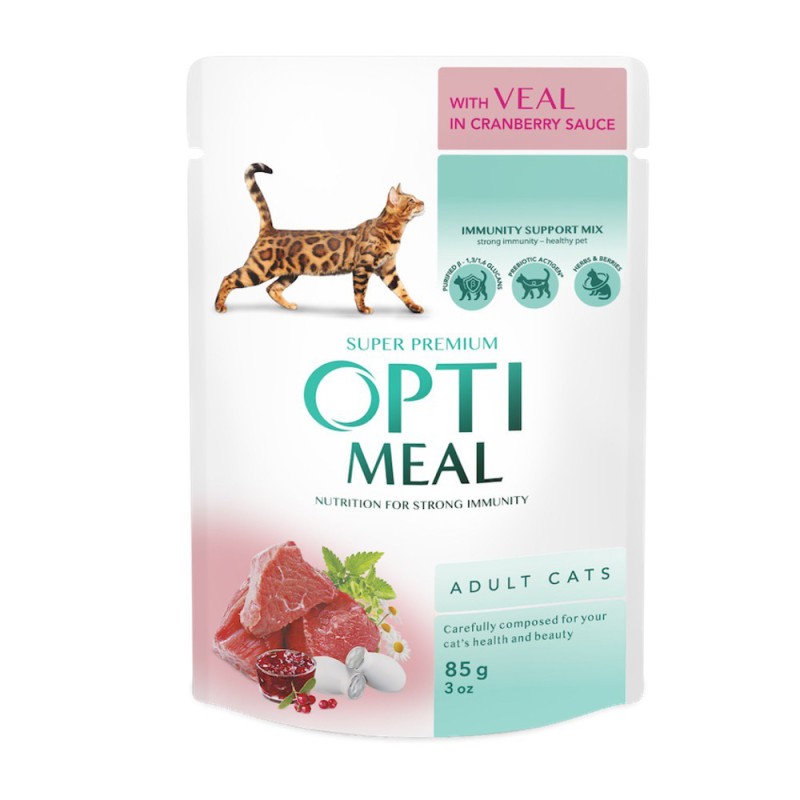 Optimeal Cat Veal in Cranberry Sauce 85 г вологий корм з телятиною в журавлинному соусі для котів