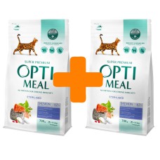 Акція Optimeal Cat Adult Sterilised Salmon 700г+700г сухий корм для стерилізованих кішок з лососем