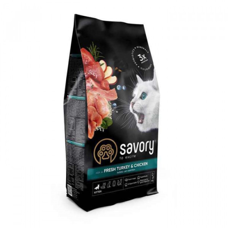 Savory Kitten Chicken With Turkey 8 кг сухий корм для кошенят з індичкою