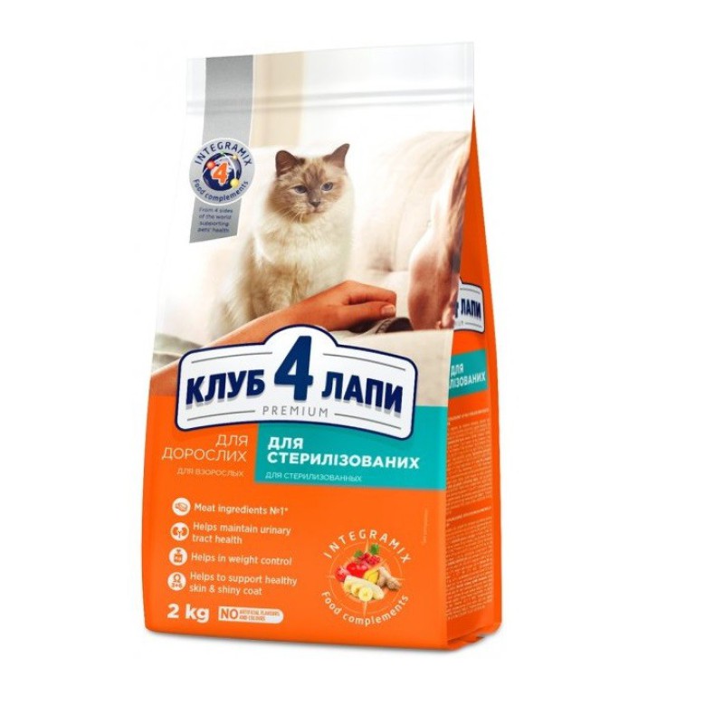 Клуб 4 Лапи Premium Sterilised 2 кг сухий корм для стерилізованих кішок з куркою