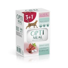 Optimeal Adult Cats Veal in Cranberry sauce вологий корм для кішок з телятиною в журавлинному соусі 85 г набір (3+1) 340 г