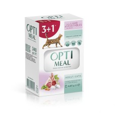 Optimeal Adult Cats Lamb & Vegetables in jelly вологий корм для кішок з ягнятком та овочами 85 г набір (3+1) 340 г
