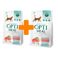 Акція Optimeal Sterilised Beef Sorghum 700г+700г сухий корм для стерилізованих кішок з яловичиною