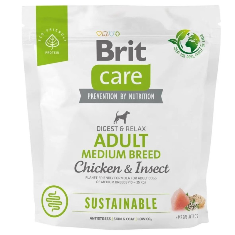 Brit Care Dog Sustainable Adult Medium Breed Chicken 1 кг сухий корм з куркою та комахами