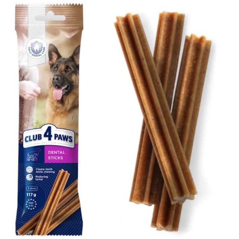 Ласощі Клуб 4 Лапи Premium Dental Sticks жувальні палички для собак великих порід 117 г
