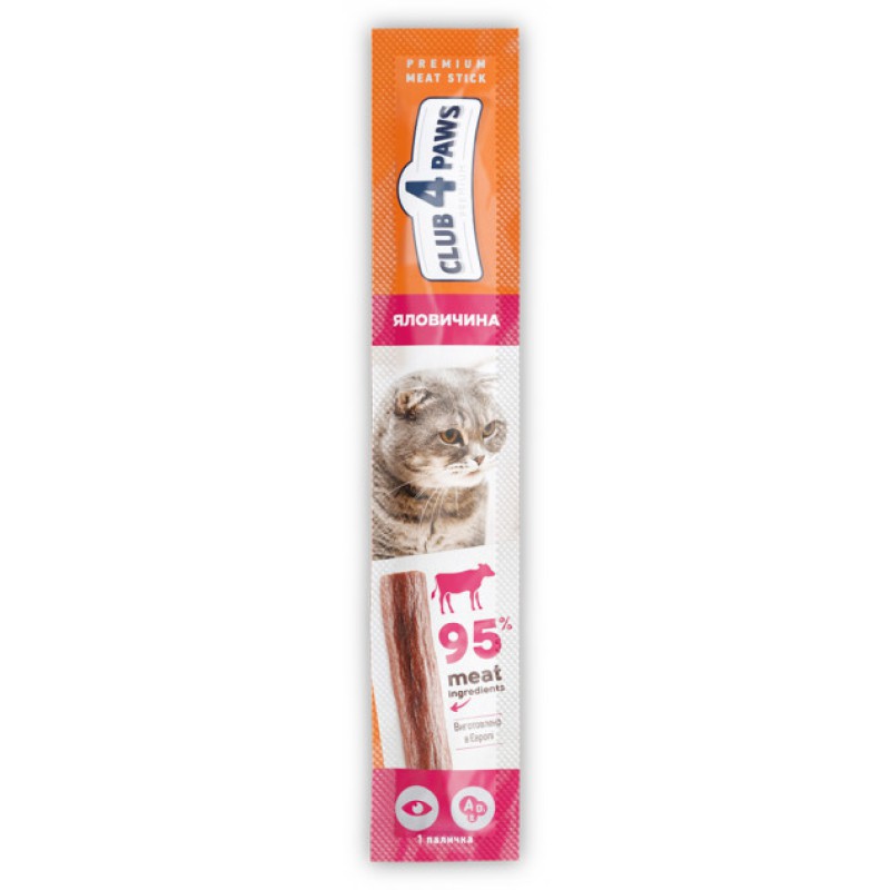Клуб 4 Лапи Premium М'ясна паличка з яловичиною для котів 10х5 г