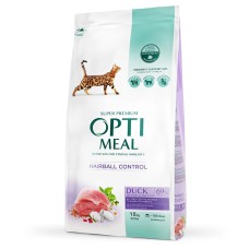 Optimeal Duck Hairball Control 10 кг сухий корм для виведення грудок вовни для котів з качкою