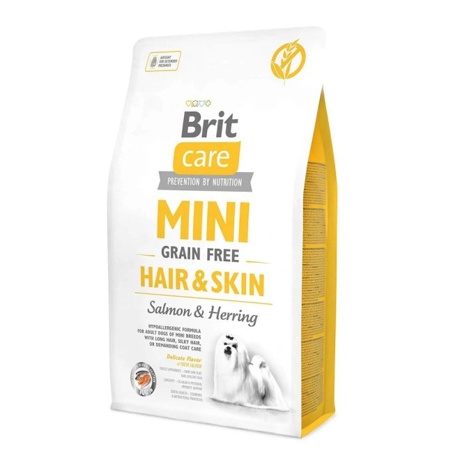 Brit Care Mini Grain Free Hair & Skin 2 кг сухий беззерновий корм для собак мініатюрних порід із лососем
