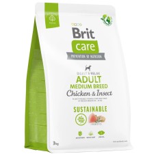 Brit Care Dog Sustainable Adult Medium Breed Chicken 3 кг сухий корм з куркою та комахами