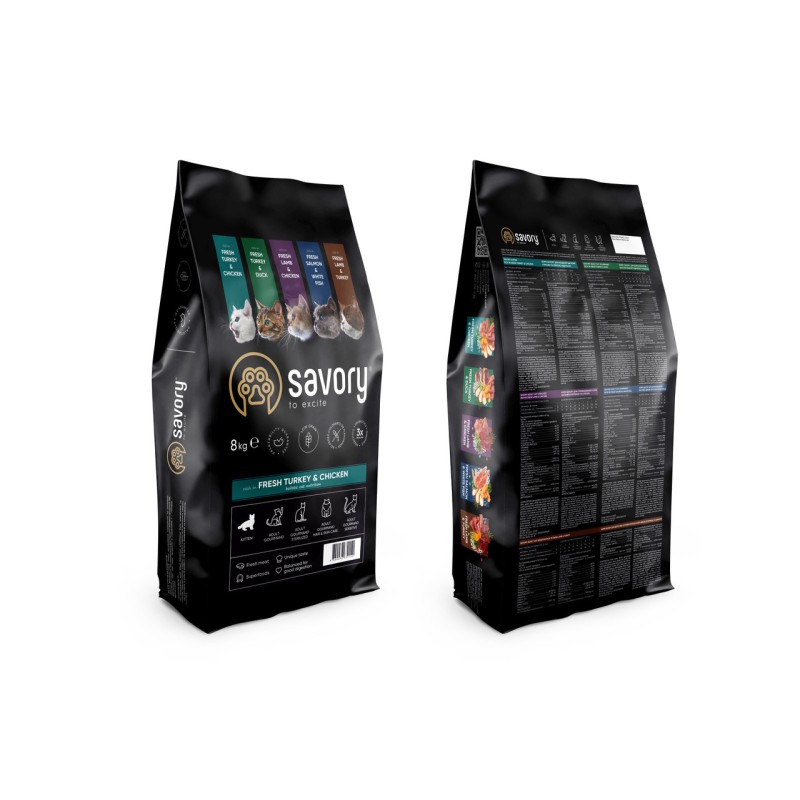Savory Kitten Chicken With Turkey 8 кг сухий корм для кошенят з індичкою