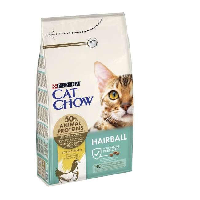 Cat Chow Hairball Control 1.5 кг сухий корм для кішок з куркою із формулою контролю утворення ковтунів шерсті