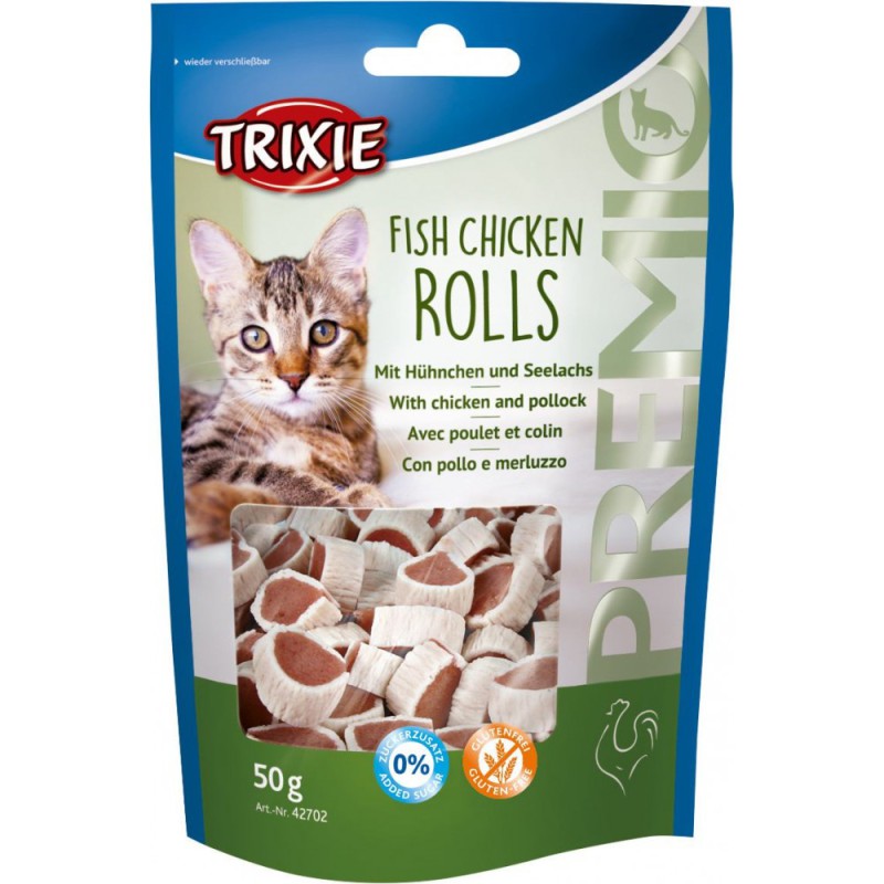 Ласощі Trixie Premio Fish Chicken Rolls для кішок з куркою та мінтаєм 50 г