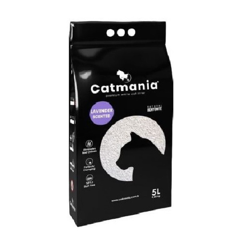 Бентонитовый наполнитель Catmania для кошек с лавандой лаванда, фиолетовые гранулы 10л, 8.5кг