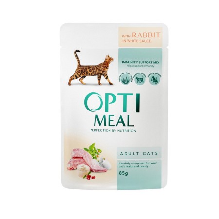Optimeal Cat Rabbit in White 85 г вологий корм для кішок з кроликом у білому соусі