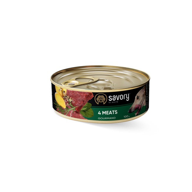 Savory Dog Gourmand 4 Meats для собак із чотирма видами м'яса 100 г