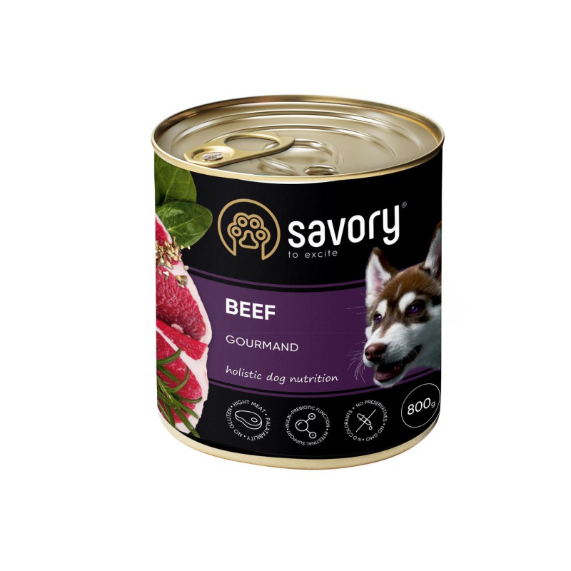 Savory Dog Gourmand Beef 800 г вологий корм для собак усіх порід з яловичиною