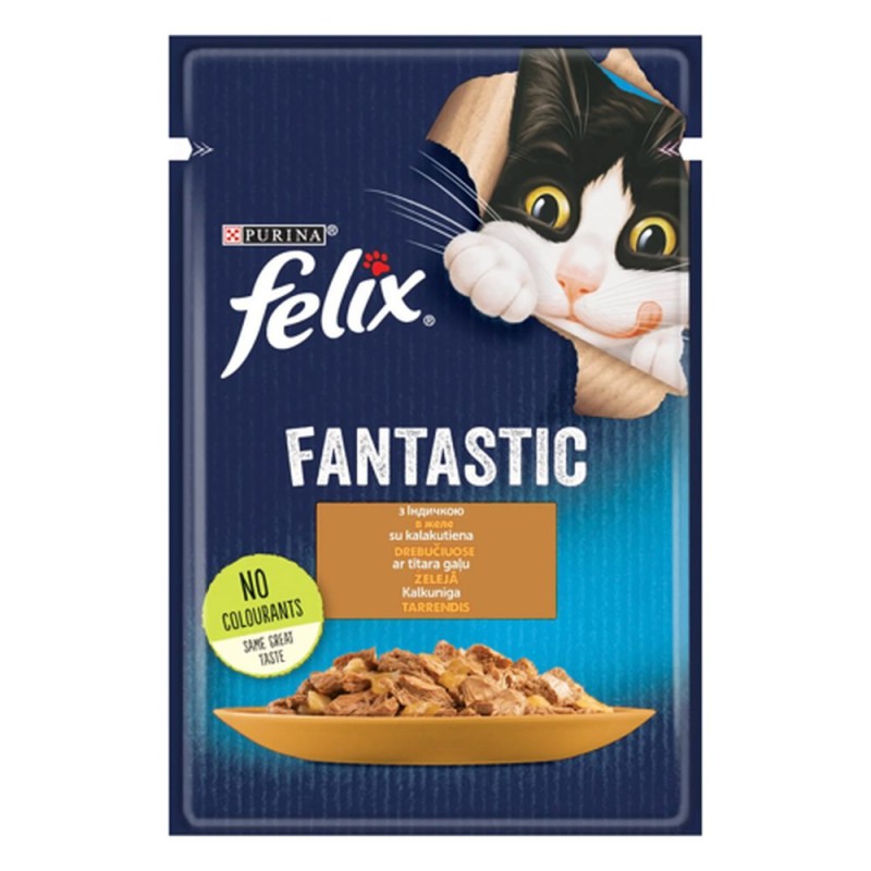 Вологий корм для кішок Felix Fantastic, з індичкою, 26*85 г