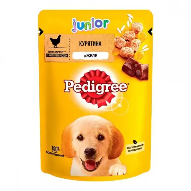Pedigree junior Chicken in jelly 24x100 г вологий корм для собак з куркою в желе