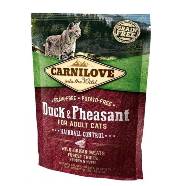 Carnilove Duck Pheasant Hairball Control 400 г сухий корм для котів з качкою та фазаном для виведення вовни