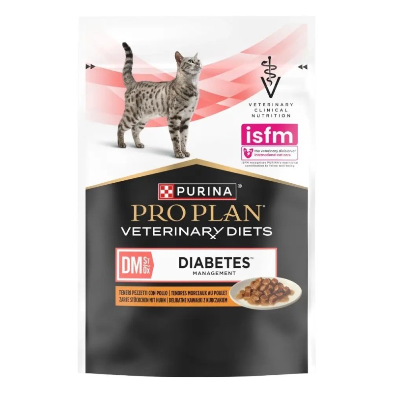 Purina Pro Plan Veterinary Diets DM Diabetes Management 10х80 г вологий корм для котів у соусі з куркою з цукровим діабетом