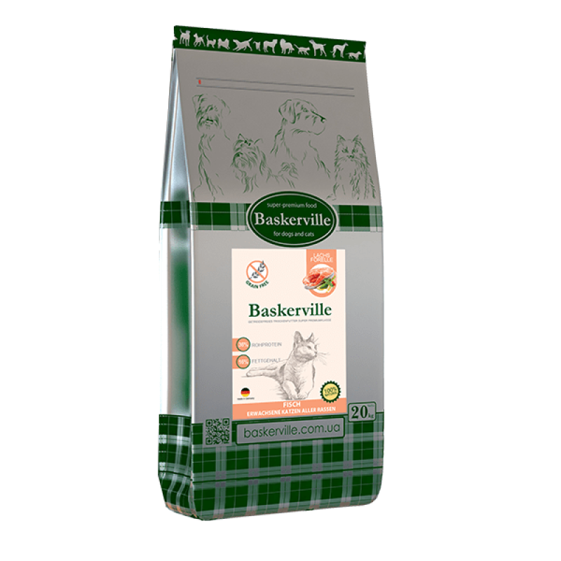 Baskerville KF Getreidefrei Fisch 20 кг сухий корм беззерновий для кішок з рибою