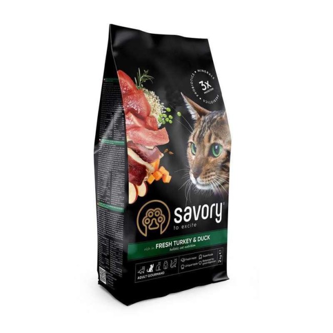 Savory Adult Cat Turkey Duck 400 г сухий корм для кішок з індичкою та качкою