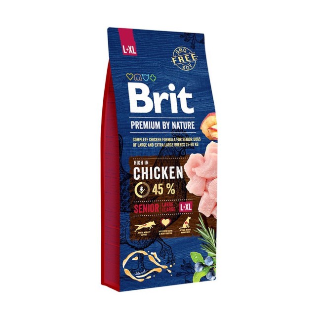 Brit Premium Senior L+XL 15 кг сухий корм для літніх собак великих та гігантських порід з куркою