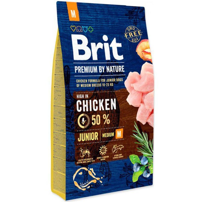 Brit Premium Junior Medium M 15 кг сухий корм для цуценят середніх порід з куркою