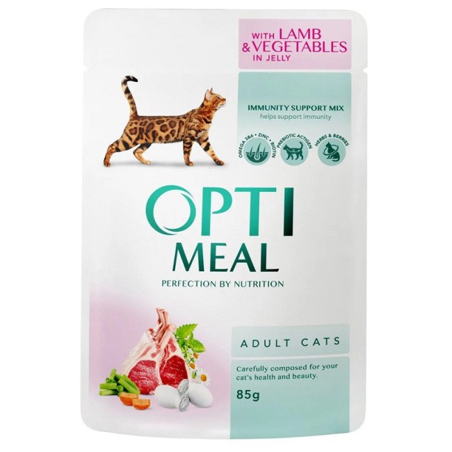 Optimeal Lamb Vegetables з ягням в желе для котів 12х85 г
