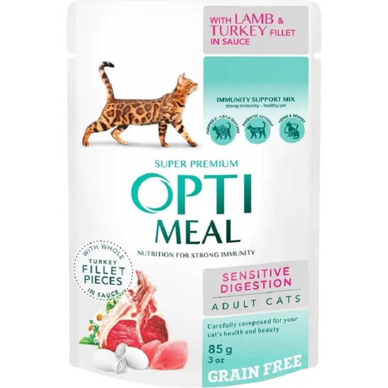Optimeal Lamb Sensitive 85 г вологий корм для котів з чутливим травленням з ягнятком
